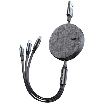 کابل تبدیل USB به USB-C/microUSB/لایتنینگ باسئوس مدل CAMLT-BYG1 طول 1.2 متر